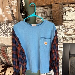 Carhartt  Long-Sleeve Tee with Plaid Sleeves